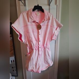 BiBi Light Pink Button-Down Romper